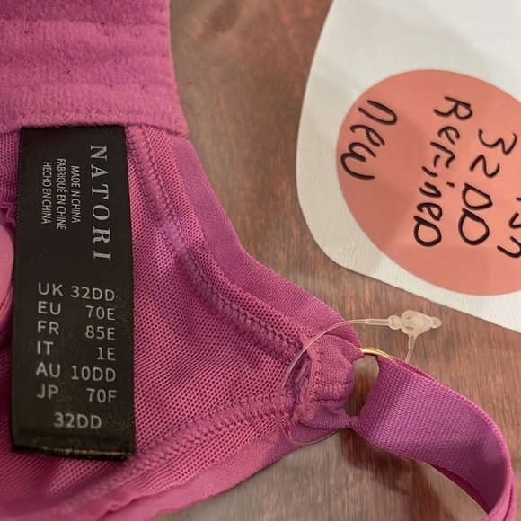 NATORI 32DD BRA Refined Contour Underwire Lace Plunge in Fuchsia 7313219, 1014 p - Picture 11 of 11